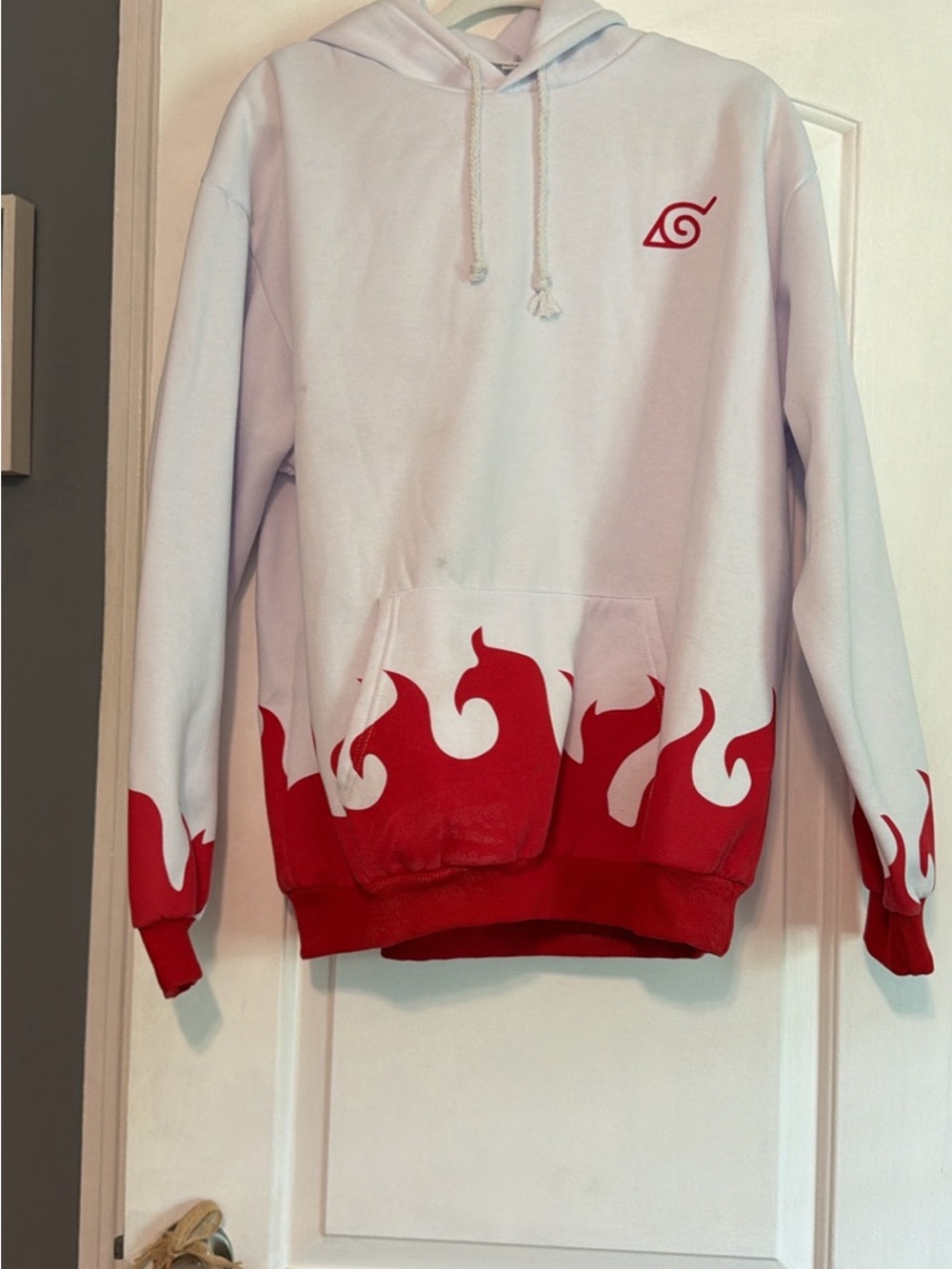 Naruto Shippuden 4th Hokage inspired cosplay hoodie with Red Flame Graphics